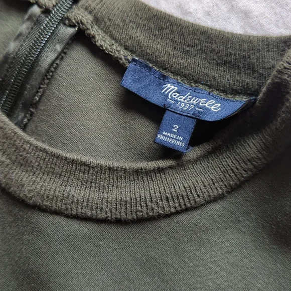 MADEWELL Army Green Pleated Dress with Pockets - Picture 2 of 2